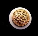 B9457 18mm Gold Plated Poly Shank Button with a White Rim - Ribbonmoon