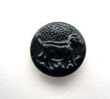B7605 16mm Black Metal Shank Button with a Dog Design - Ribbonmoon