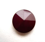 B15965 15mm Deep Maroon Gloss Shank Button, Rising to a Centre Point - Ribbonmoon