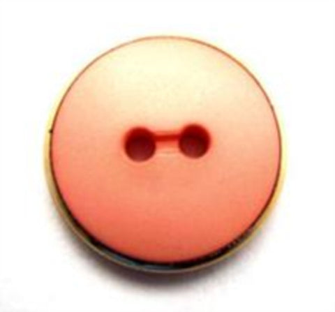 B15188 18mm Matt Apricot 2 Hole Button, Gilded Gold Poly Rim - Ribbonmoon