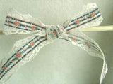 R5682 30mm Cotton Ribbon over a White Linen Lace - Ribbonmoon