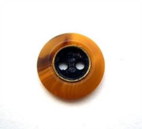 B13924 15mm Tonal Burnt Gold Rim, Metal Brass Centre 2 Hole Button - Ribbonmoon