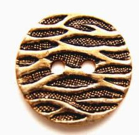 B7750 19mm Gold and Black Metal Alloy Textured 2 Hole Button - Ribbonmoon