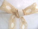 R6318 38mm Beige Lace over a White Acetate Ribbon - Ribbonmoon