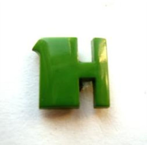 B7042 13mm Letter H Alphabet Shank Button Emerald Green