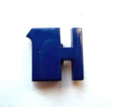 B7047 13mm Letter H Alphabet Shank Button Royal Blue