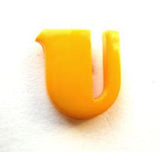 B7092 14mm Letter U Alphabet Shank Button Yellow