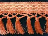 FT718 85mm Pale Apricot and Ivory Tassel Fringe on a Decorated Braid - Ribbonmoon