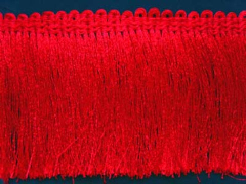 FT222 100mm Deep Bright Red Cut Fringe with a Viscose Shine - Ribbonmoon