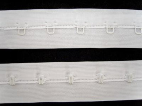 Hook and Eye Tape 1. White 25mm wide. 19mm between fastenings. - Ribbonmoon