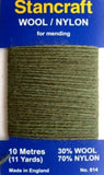 DARN17 Sage Green Darning Mending Yarn 10 Metre Card. 30% Wool, 70% Nylon. - Ribbonmoon
