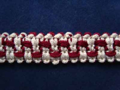 FT627 15mm Natural White and Burgundy Braid Trimming
