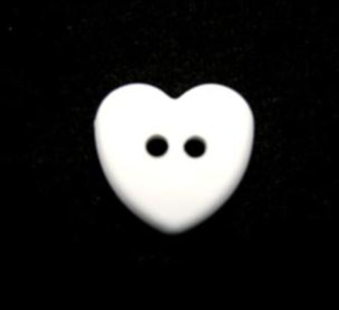 B15491 14mm White Love Heart Shape Gloss 2 Hole Button - Ribbonmoon