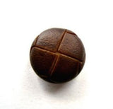 B13887 15mm Brown Leather Effect "Football" Shank Button - Ribbonmoon