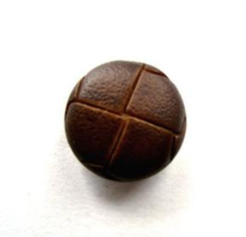 B13887 15mm Brown Leather Effect "Football" Shank Button - Ribbonmoon