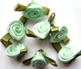 RB262 24mm Mint Green Satin Ribbon Rose - Ribbonmoon