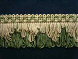 FT1115 46mm Khaki and Cream Looped Fringe on a Decorated Braid - Ribbonmoon