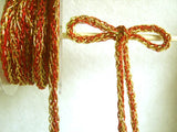 R6367 7mm ScarletBerry and Gold Metallic Platted Mesh Rope Cord - Ribbonmoon