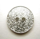 B13921 18mm Glittery Silver under a Clear Surface 2 Hole Button - Ribbonmoon