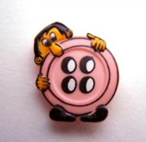 B14212 19mm Pink Man Behind Button Childrens Shank Button