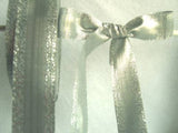 R2092 26mm Metallic Silver Lurex Ribbon with Patterned Borders - Ribbonmoon