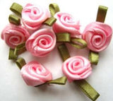 RB261 24mm Rose Pink Satin Ribbon Rose Bow