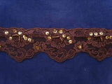 L243 49mm Brown Flat Lace with Beads and Sequins - Ribbonmoon