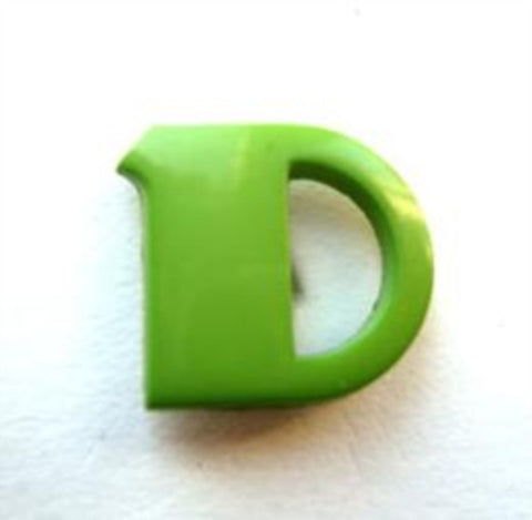 B7027 16mm Letter D Alphabet Shank Button Apple Green