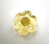 B12450 16mm Yellow Tinted Clear Flower Shaped Shank Button - Ribbonmoon