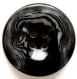 B6957 22mm Black Chunky High Gloss 4 Hole Button with White Swirls - Ribbonmoon