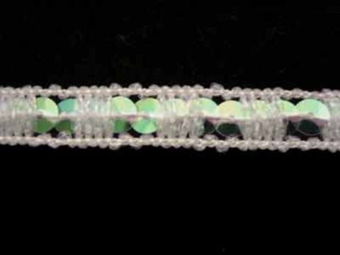 SQBRAID40 10mm White and Iridescent Sequin Braid Trim - Ribbonmoon