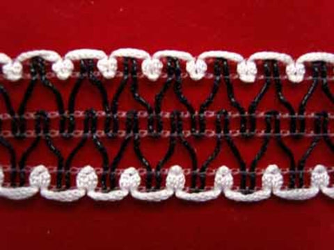 FT946 24mm Black-White Lace Braid Trimming
