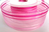 R7489 43mm Pinks Satin and Sheer Stripe Ribbon - Ribbonmoon