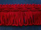 FT749 34mm Scarlet Berry Looped Fringe on a Decorated Braid - Ribbonmoon