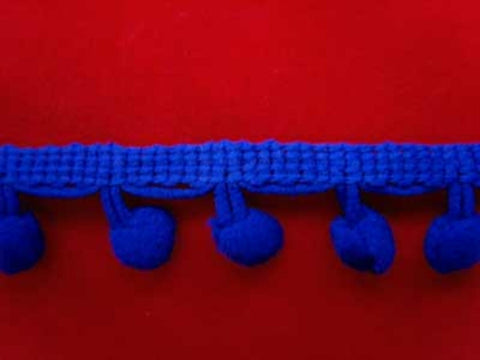FT2010 20mm Dark Royal Blue Pom Pom Bobble Fringing - Ribbonmoon