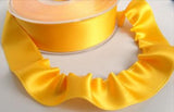 R7574 25mm Sunshine Yellow Double Satin Ribbon with a Gather Stitch Edge - Ribbonmoon