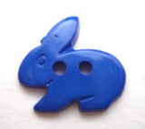 B8539 17mm Royal Blue Rabbit Shape Gloss Novelty 2 Hole Button - Ribbonmoon