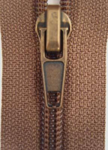 Z2960 61cm Pale Brown Nylon No.5 Open End Zip - Ribbonmoon