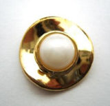B14629 20mm Pearl White Half Ball Shank Button with a Gilded Rim - Ribbonmoon