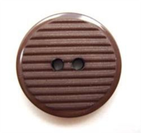B5047 20mm Misty Brown Matt Grooved Centre 2 Hole Button - Ribbonmoon