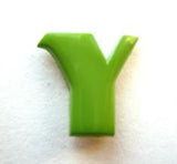 B7110 14mm Letter Y Alphabet Shank Button Green