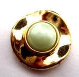 B14610 20mm Pale Mint Half Ball Shank Button with a Gilded Gold Rim - Ribbonmoon
