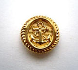 B16685 15mm Gilded Gold Poly Shank Button, Anchor Design - Ribbonmoon