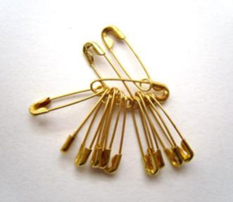 SAFETYPIN11 18 x 6mm Brass Saftety Pins, 12 per bunch