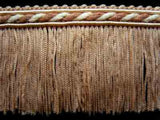 FT1890 5cm Buff Beige, French Beige and Ivory Cut Fringe on a Corded Braid - Ribbonmoon