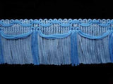 FT1892 5cm Sky and Bright Blue Tassel Fringe on a Decorated Braid - Ribbonmoon