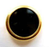 B12542 20mm Black Shank Button with a Gilded Gold Poly Rim - Ribbonmoon