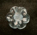 B17687 16mm Blue Tinted Glass Effect Flower Design Shank Button - Ribbonmoon