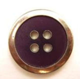 B5167 18mm Metallic Silver and Blackberry Matt Centre 4 Hole Button