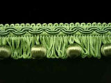 FT1709 28mm Tonal Mint Greens, Looped Fringe and Bobbles on Braid 